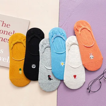

new cute spring summer women's socks personality wild fruit embroidery girls' invisible heel silicone no-slip socks