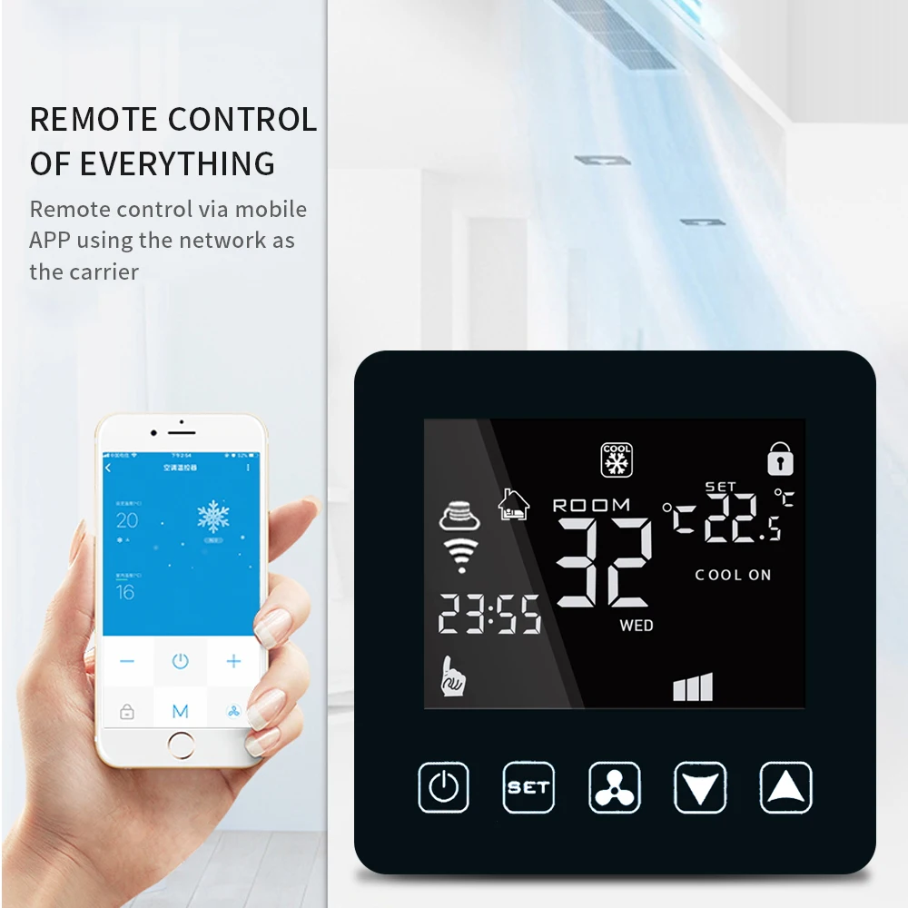 WiFi вентилятор кондиционера Термостат Цифровой Программируемый Регулятор температуры 2 трубы 4 трубы 3 скорости вентилятора катушки блок