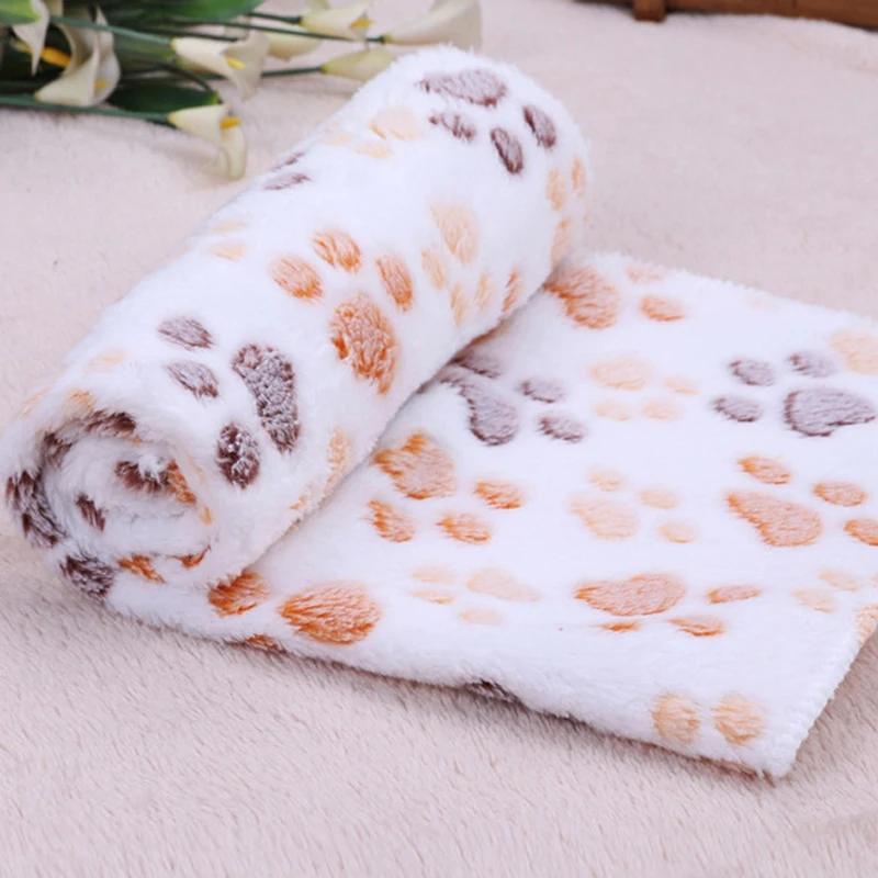 

Pet Dog Cute Bed Mats Soft Coral Fleece Paw Foot Print Warm Pet Blanket Sleeping Beds Cover Mat For Small Medium Dogs Cats