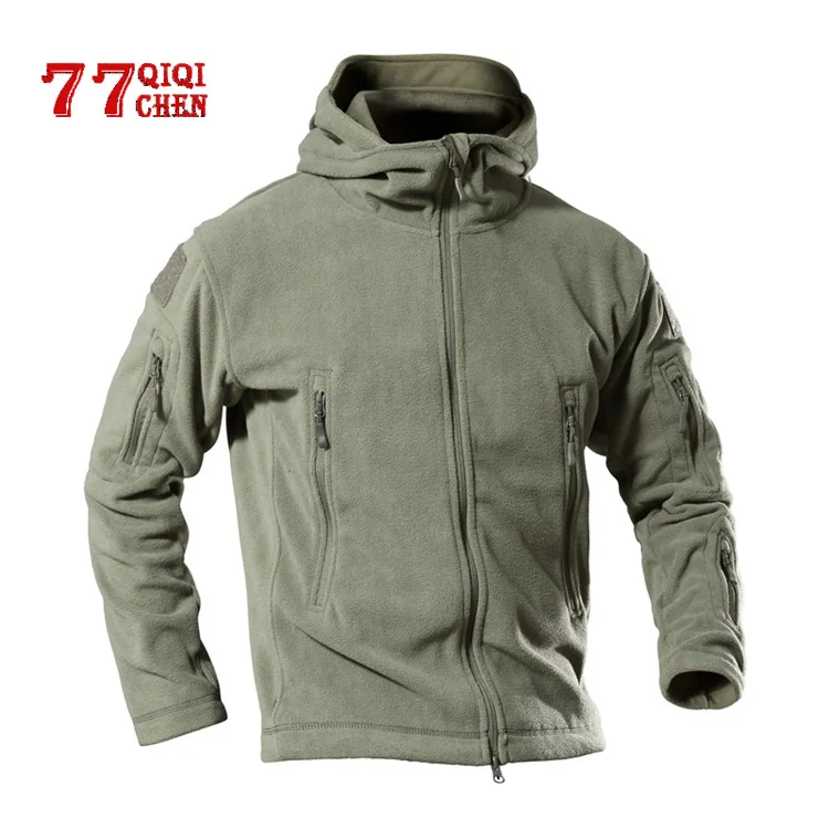 Army green Военная флисовая тактическая куртка мужская теплая верхняя одежда для улицы США теплая куртка с капюшоном мужская Militar Softshell верхняя одежда для похода армейские куртки 4XL - Цвет: Army green