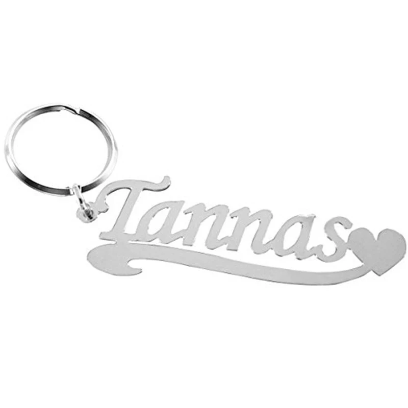 

Stainless Steel Custom Keychain Cursive Name Key chain Car HandBag Charm Key Chains Ring with Heart Accessories For Women Gift