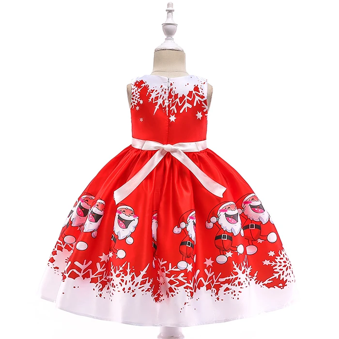 Рождественское детское платье фантазийное платье принцессы для девочек шелковое платье с принтом Санта-Клауса для маленьких девочек вечерние платья для костюмированной вечеринки подарок на год для малышей