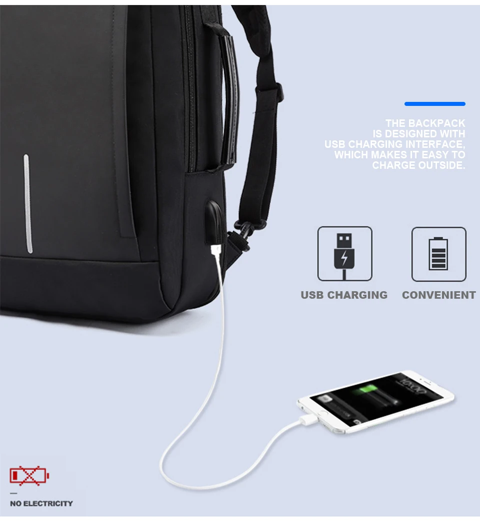 Laptop Backpack 15.6 Inch Men's Business Waterproof Notebook Bags Pack Travel USB Charging Male School Bagpack Anti Theft RFID (7)