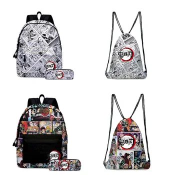 

Demon Slayer 3D Printings Backpack Kimetsu no Yaiba Anime Laptop School Book Drawstring Bag Large Capacity Travel Bag