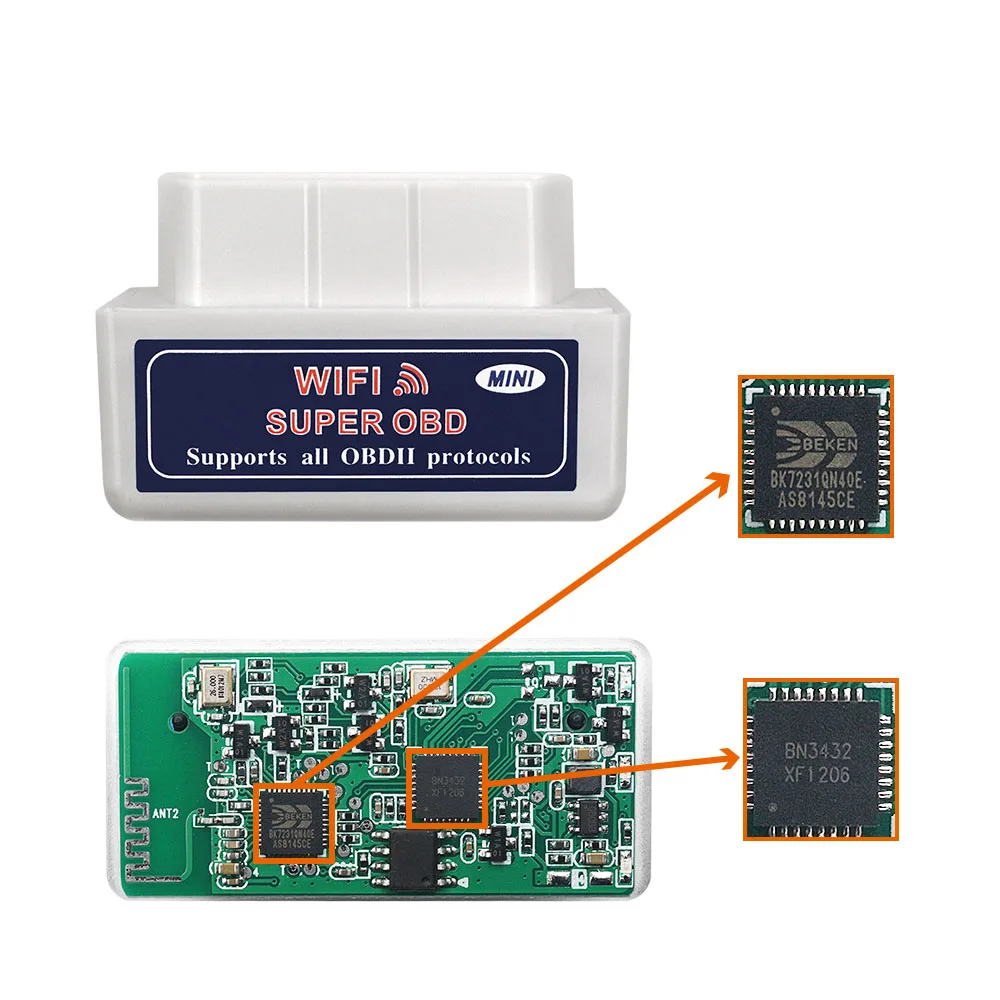 Сканер ELM327 OBD2 диагностический прибор Bluetooth V2.1 / Wifi V1.5 obd 2 работает на iOS Android Windows с
