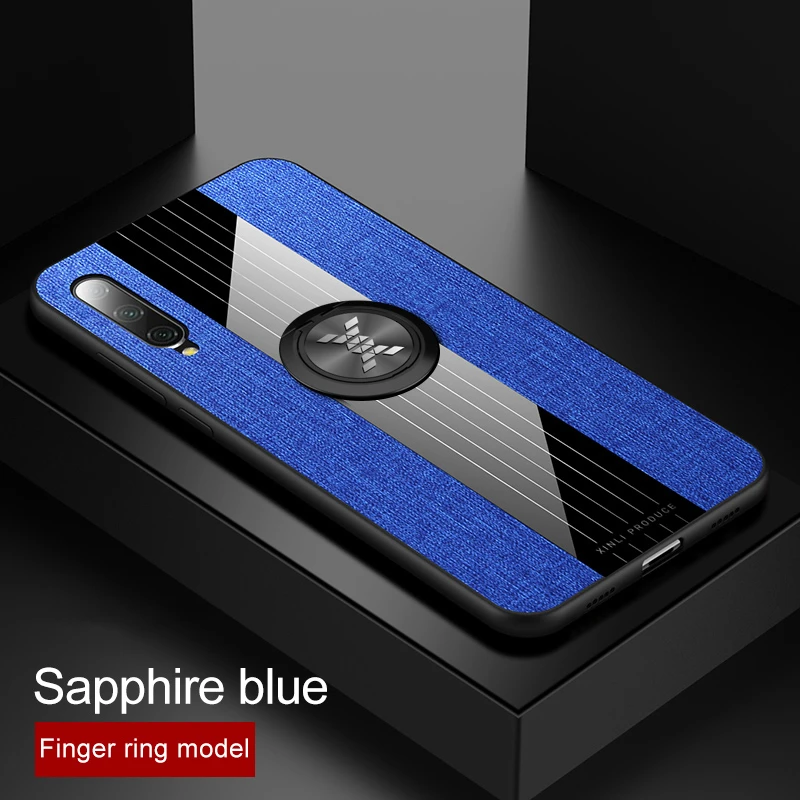 Blue Case With Ring Для Xiaomi mi A3/mi a3 Lite чехол с магнитным кольцом-держателем Твердый чехол Мягкая силиконовая рамка на xiomi mi Max 2 3 Max2 Max3 чехол для телефона s - Цвет: Blue Case With Ring