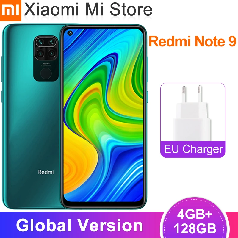 Global Version Xiaomi Redmi Note 9 4GB 128GB Cellphone MTK Helio G85 48MP Quad Rear Camera 6.53