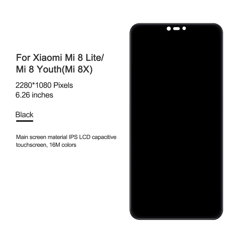 Дисплей для Xiaomi mi 8 Lite ЖК-дисплей кодирующий преобразователь сенсорного экрана в сборе с рамкой Замена экрана для mi 8X6,26''