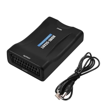 

1080P SCART To HDMI / HDMI to SCART Video Audio Upscale Converter Adapter for Smartphone HD TV DVD for Sky Box STB with DC Cable