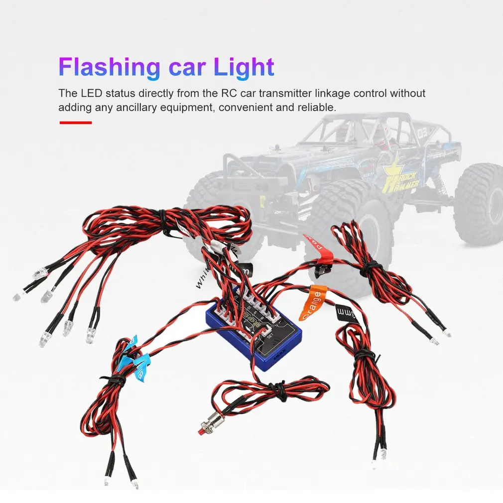 

Hot Sale 12 Ultra LED Flashing Light Strobe Lamps Kit System for 1/10 1/8 RC Drift HSP TAMIYA CC01 4WD Axial SCX10 RC Car Truck