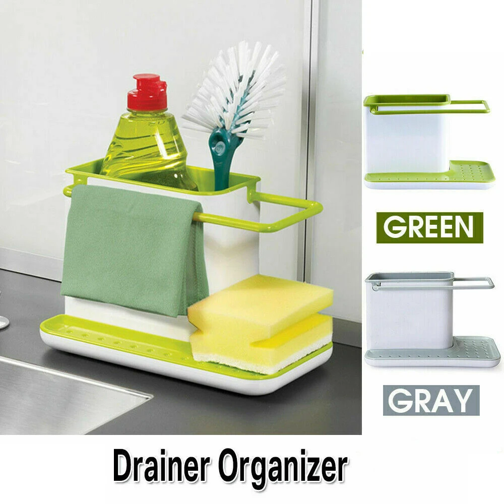Storage Shelf Sponge Kitchen Draining Sink Box Draining Rack Dish Storage Rack Kitchen Organizer Stands Tidy Utensils Towel Rack