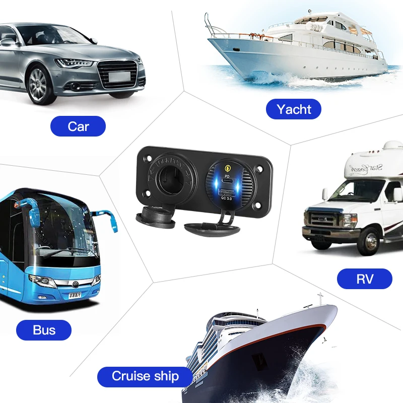 Автомобильный usb разъем Type C крепление на панель 12 В 2 порта прикуриватель питания