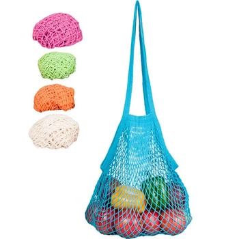 

4 Pack Reusable Mesh Cotton Net Market String Bag Organizer (Multipurpose, Portable Shopping Tote Handbag), for Grocery Shopping