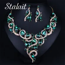 Прекрасный неправильной формы Кристалл Висячие серьги ожерелье Шарм Стразы наборы свадебных ювелирных изделий для женщин Свадебные аксессуары