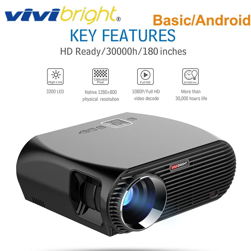 GP100 проектор 1280x800 разрешение Android WIFI светодиодный портативный 3D для домашнего