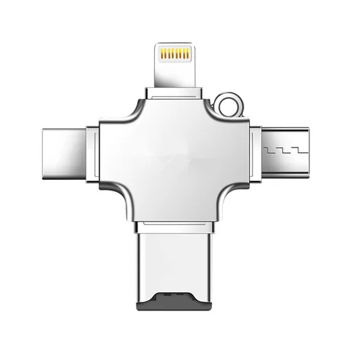 Y23-Silver BRU 4 в 1 картридер для iPhone5 6s 7Plus 8X MicroSD TF карта памяти для iPad Macbook type-c Android телефон OTG адаптер - Цвет: Y23-Silver
