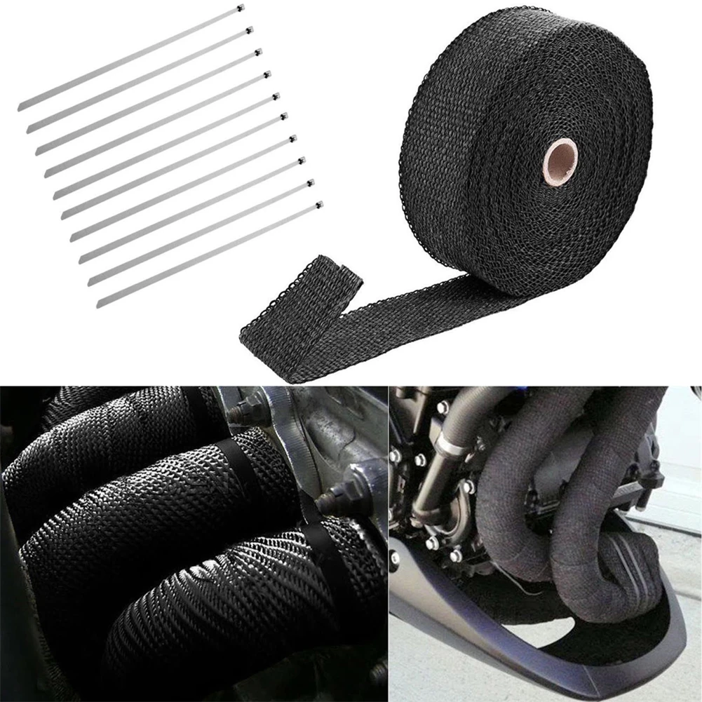

e Heat Resistant Insulation Tape 1.5mm x50m Fiberglass Motorcycle Exhaust Header Pipe Heat Wrap Tap for Industrial ElectricaL