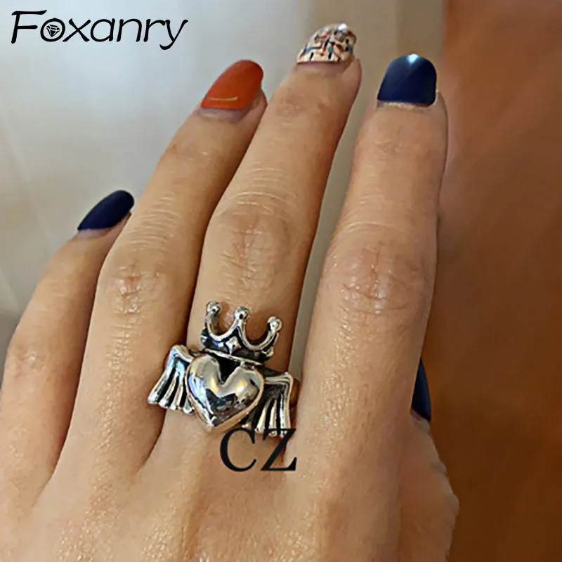 Женское Винтажное кольцо Foxanry подарочное украшение из стерлингового серебра 925
