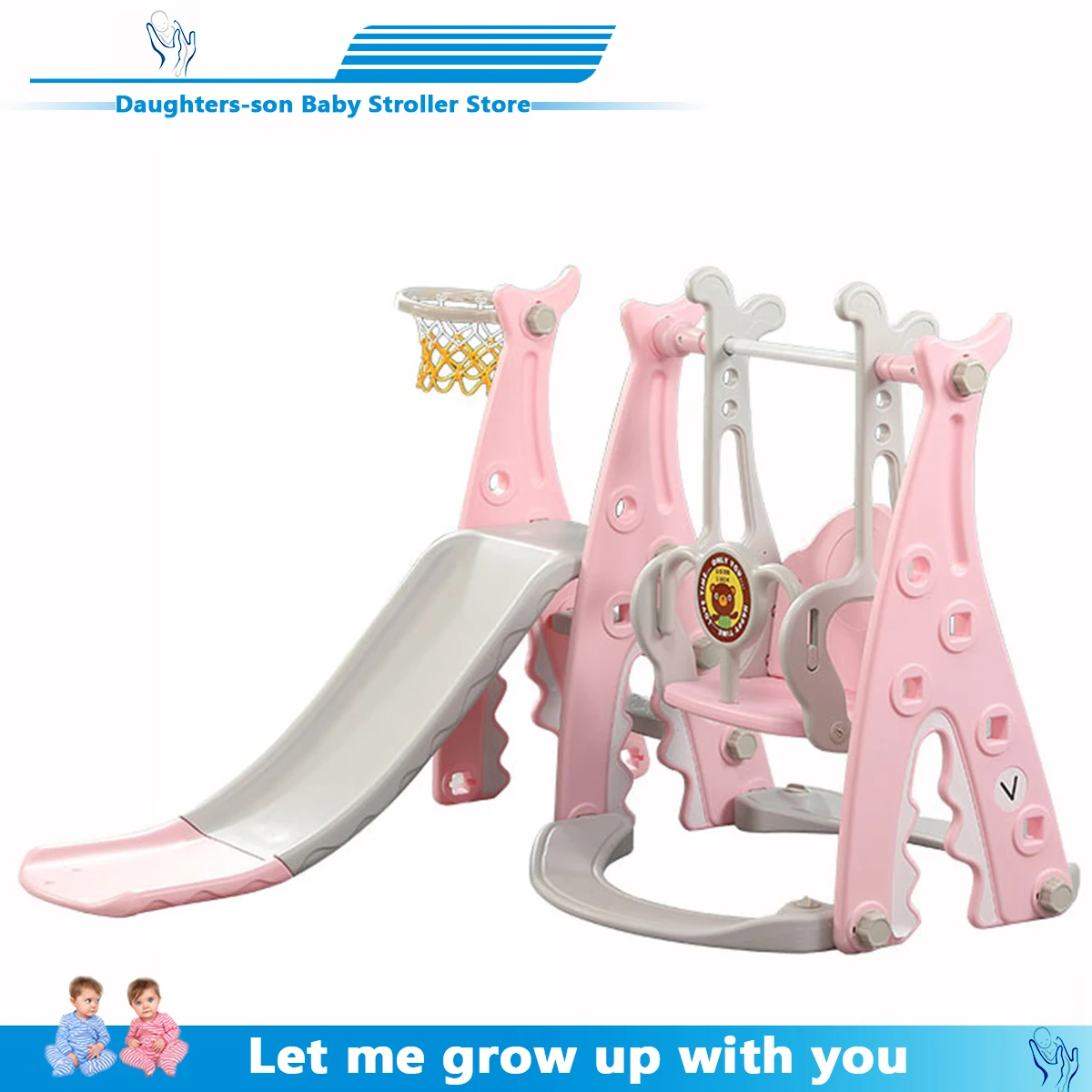 

Children's slide and swing, children's indoor playground for kindergarten, plastic multi-functional slide for children, three in