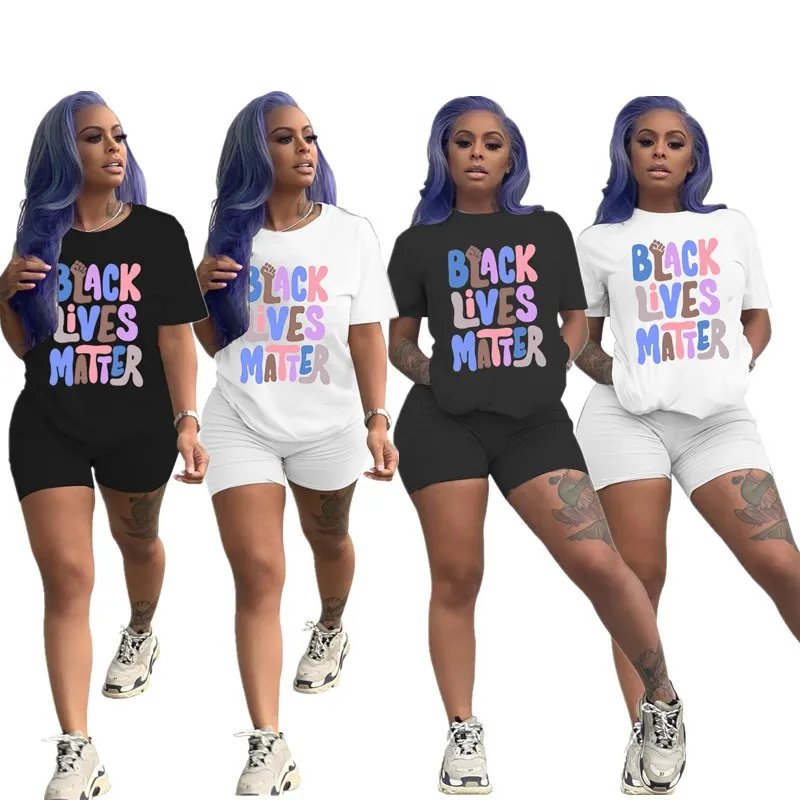 

Letter Print 2 Piece Set Women Outfits Summer t Shirt and Biker Shorts Two Piece Set Women Tracksuit Female