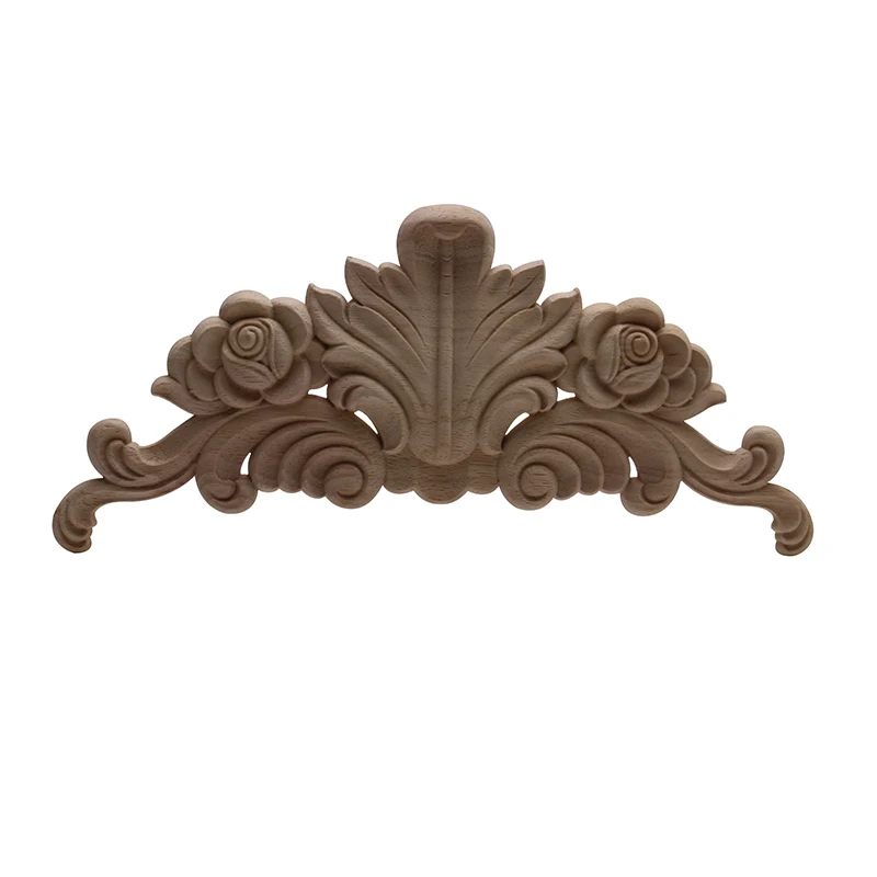Ornamental Unpainted Retro Wood Applique Mouldings Decal Floral Oval Rubber Furniture Decoration Accessories NEW | Дом и сад