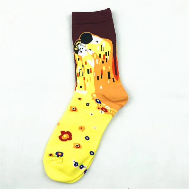 1 pair Hot Sale Classic Autumn Winter Retro Women Personality Art Van Gogh Mural World Famous Painting Female Sock Oil Socks 20