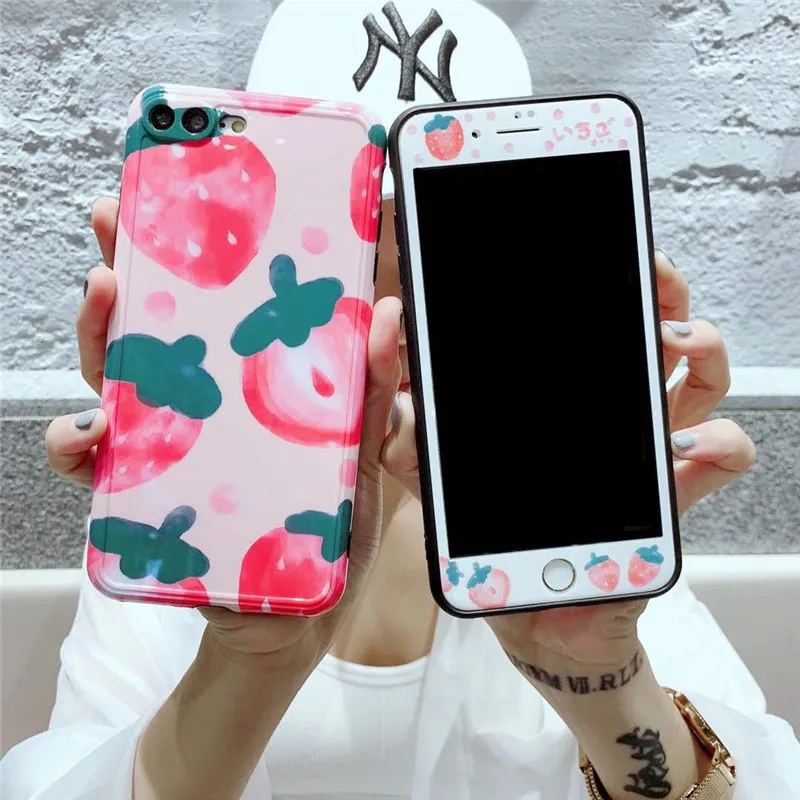 Милый чехол с аниме Сейлор Мун и клубникой для защиты экрана iPhone 11 Pro Max X XS MAX XR 7 8 Plus
