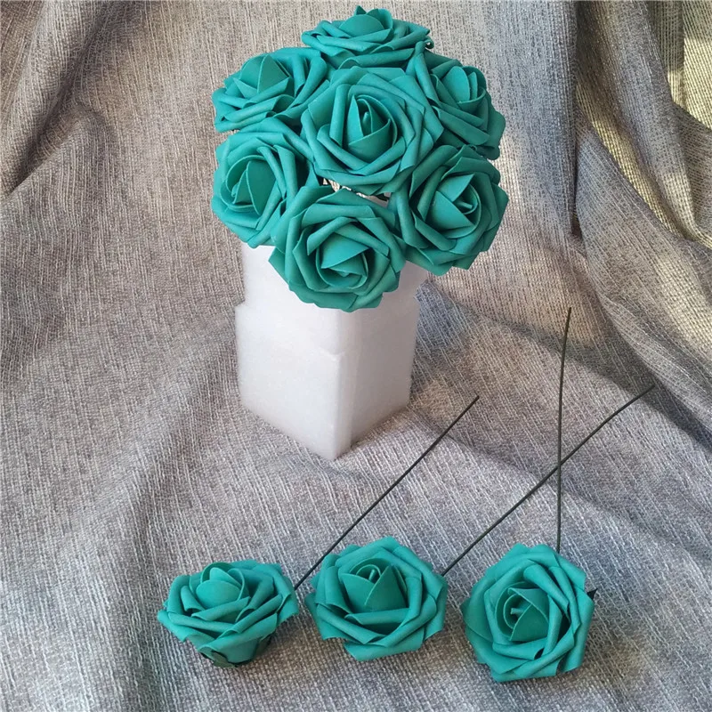 Flores artificiales de cerceta, rosas verdes turquesa para decoración de  bodas, centros de mesa, arreglo Floral, 100 Uds.|roses for wedding  decoration|flowers artificialfor wedding decoration - AliExpress