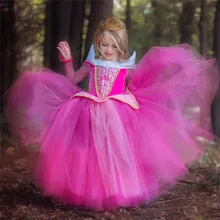 Платье принцессы для девочек; нарядный костюм для детей fantasia menina Хэллоуин Платья для вечеринок Детские Костюмы нарядное платье Спящей красавицы