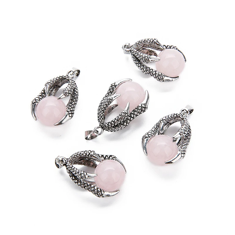 

jinzeyi Europe and the United States selling natural stone alloy dragon claw pendants opal blue stone pendant necklace jewelry