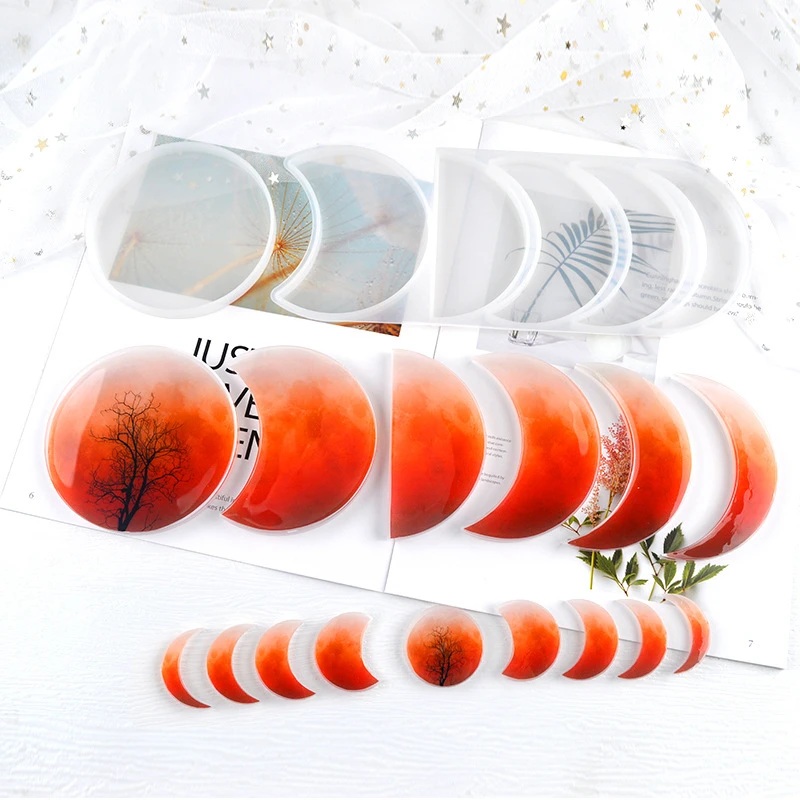 

1 Set Fashion Moon Series Silicone Resin Mold Paper For Jewelry Making Half Moon Universe Planet White DIY Tools Wholesale