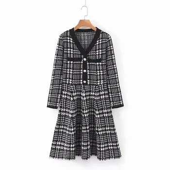 

Woah new XL68-2135 European and American fashion style button-down tweed dress