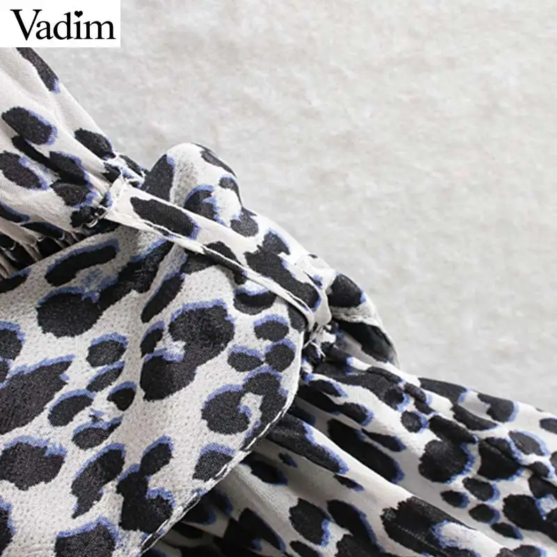Vadim, Женская шикарная блузка большого размера с животным узором, леопардовая расцветка, с поясом, рубашка с длинным рукавом, женские стильные свободные топы, блузы LB662