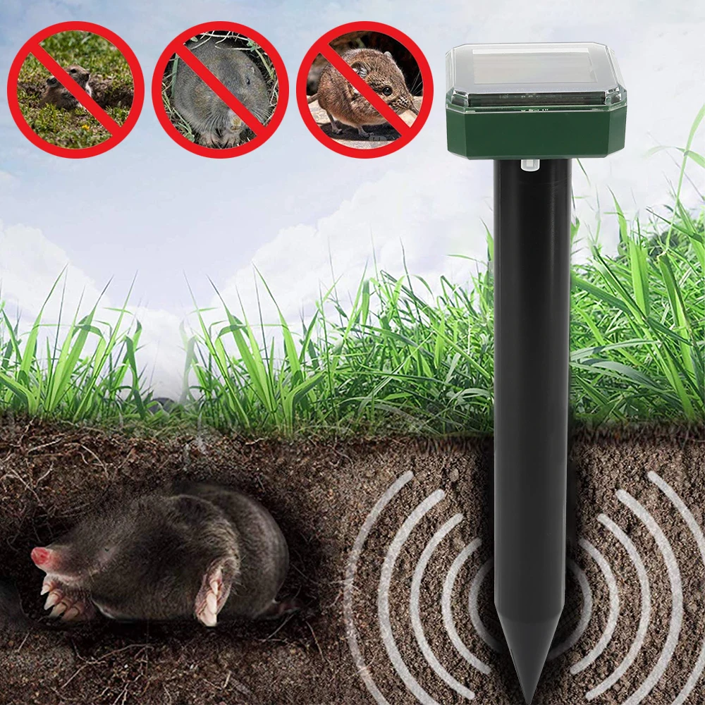 

Outdoor Ultrasonic Pest Repeller Garden Mole Repellent Solar Power Ultrasonic Mole Snake Bird Mosquito Mouse Control Garden Yard
