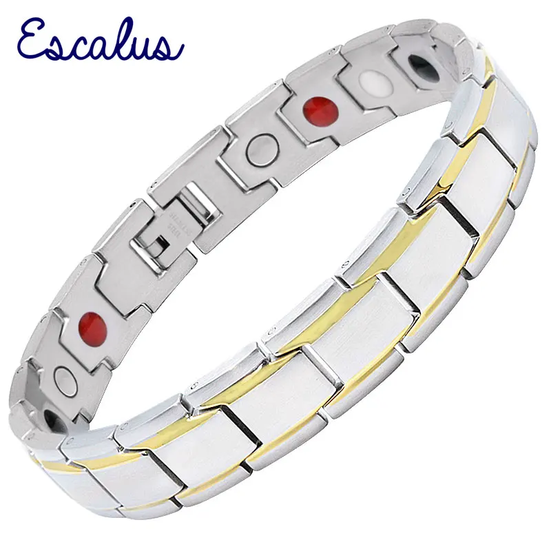 Escalus модный мужской и женский браслет из нержавеющей стали 4 в 1 Магнит анион Германий Дальний инфракрасный ювелирный подарок браслет