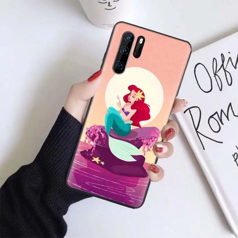 Ариэль маленькая Русалка Черный Coque чехол для huawei mate 30 20 10 P30 P20 P10 Pro Lite P Smart Z мягкий чехол для телефона