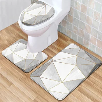 

3 Pcs /Sets Bath Mats Anti Slip Bathroom Mat Set Marble Pattern Tapete Banheiro Washable Toilet Rugs Alfombra Bano Kitchen