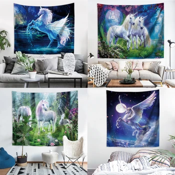 

FYMX Tianma Xingkong Tapestry Dream White Horse Wall Hanging Tapestry With Wings Children Bedroom Home Decoration