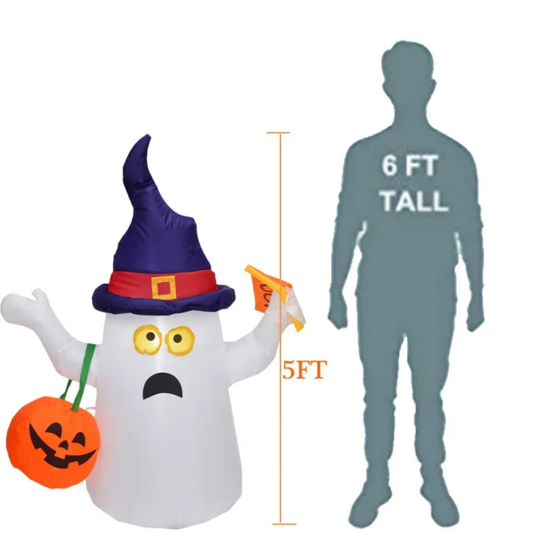 

1.5 Height LED Garden Cartoon Pattern Lamp Ghost Pumpkin Inflatable Light for Halloween Party Lights Home Outdoor Decoration