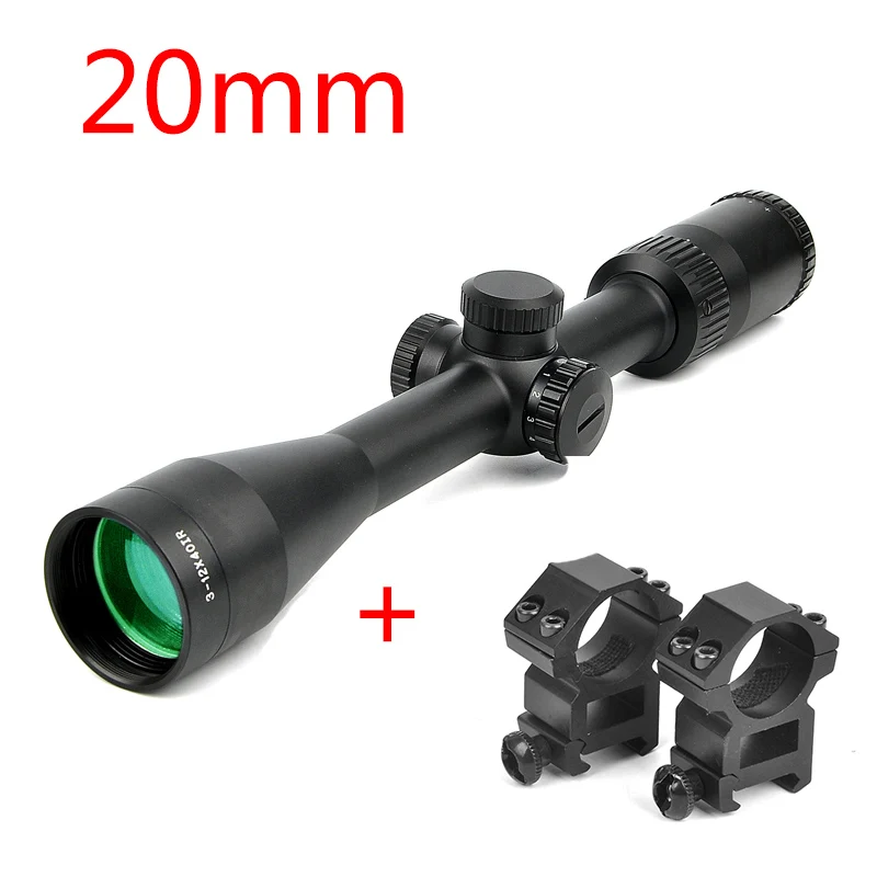 20mm SWAROVSKl 3-12X40 ИК прицел с красной подсветкой Стекло гравированное сетка оптический прицел башенки сброс полный размер охотничьи прицелы - Цвет: 20mm
