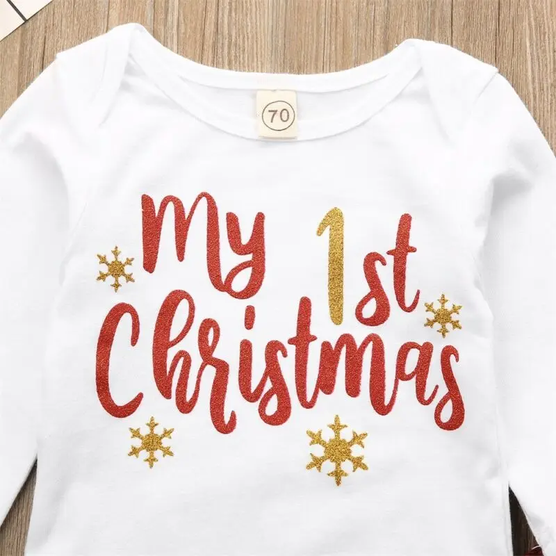 Emmaaby My First Christmas для маленьких мальчиков и девочек; осенний комплект рождественской одежды для новорожденных; комбинезон с длинными рукавами; комплект со штанами