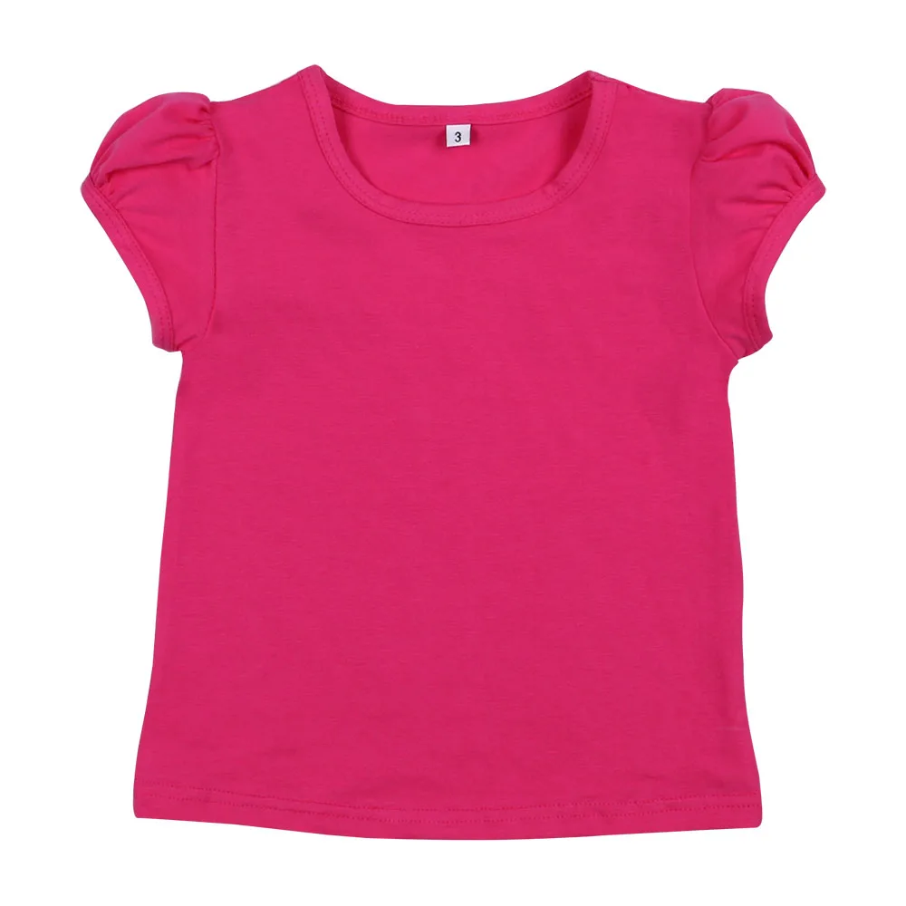 hot pink Летняя футболка с короткими рукавами для девочек; хлопковая блузка для маленьких девочек на День рождения; недорогие детские рубашки - Цвет: hot pink