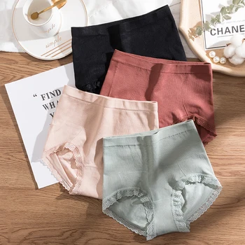 

Wasteheart New Women Fashion Red Green Cotton High Waist Panties Underwear Lingerie Briefs Underpants Brief M L Seamless