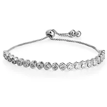 CZ Кристалл Регулируемый звено цепи браслеты серебряного цвета для женщин кубический циркон Свадебная вечеринка ювелирные изделия подарок на день Святого Валентина