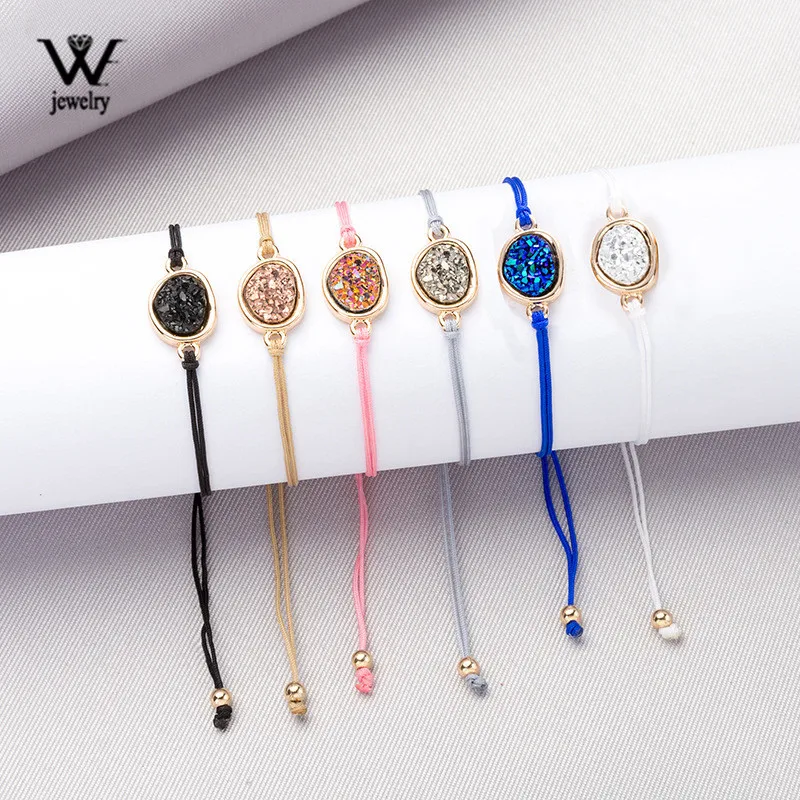 WE Trendy Irregular Rope Bracelet for Women Natural Stone Crystal Cluster Multi-color Love Jewelry Valentine Girl Gifts Dropship