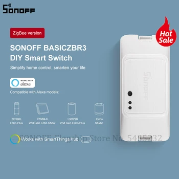 

SONOFF BASICZBR3 DIY Smart Zigbee Light Switch MINI Timing Relay Module Wireless Remote Switch Works With Alexa SmartThings Hub