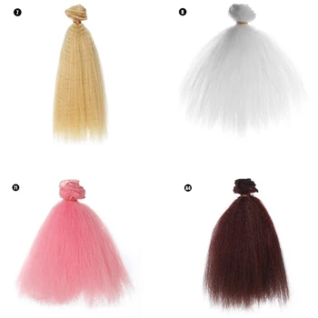 

1pc 15cm*100CM BJD curly thick doll hair Pink Blonde White Color Short wigs for 1/3 1/4 1/6 dolls DIY hair for dolls