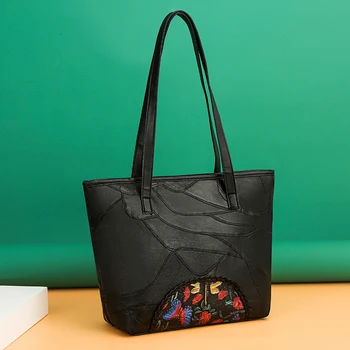 

Vintage PU Leather Handbag Big Capacity Mummy Totes Lady Shoulder Top-handle Bag Fashion Exquisite Shopping Bag