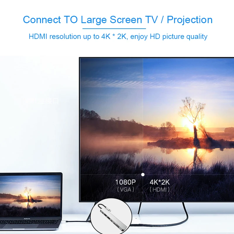 Basix type-C концентратор к HDMI адаптер 4K Thunderbolt 3 USB C концентратор с концентратором 3,0 TF sd-ридер слот PD для MacBook Pro huawei p20 pro