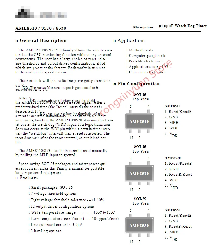 10 шт./партия AME8520AEEVEFE29Z AME8520AEEVEFE29 ATVwww 2,93 V SOT-25 микропитание часы собака таймер AME8520